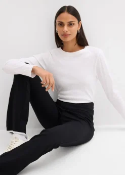 Pantalon en Punto di Roma avec fentes contrastantes