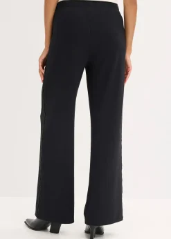 Pantalon en Punto di Roma avec taille élastiquée et strass