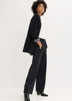 Pantalon en Punto di Roma avec taille élastiquée et strass