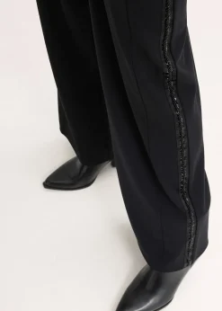 Pantalon en Punto di Roma avec taille élastiquée et strass