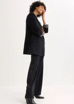 Pantalon en Punto di Roma avec taille élastiquée et strass