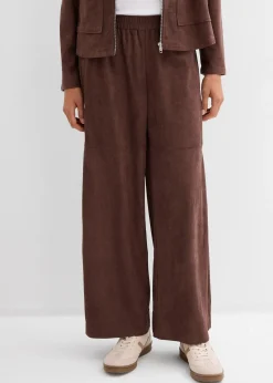 Pantalon en suédine à taille élastiquée