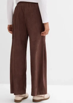 Pantalon en suédine à taille élastiquée