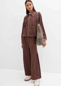 Pantalon en suédine à taille élastiquée