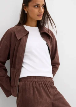 Pantalon en suédine à taille élastiquée