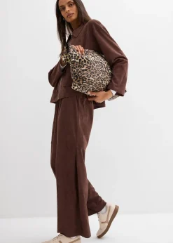 Pantalon en suédine à taille élastiquée