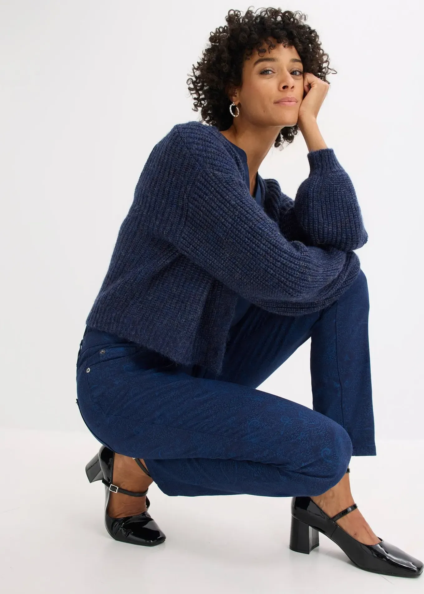 Pantalon en twill à imprimé raffiné