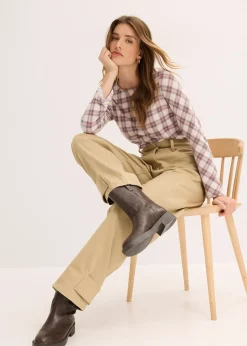 Pantalon en twill, taille haute