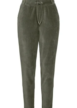 Pantalon en velours côtelé à taille élastiquée