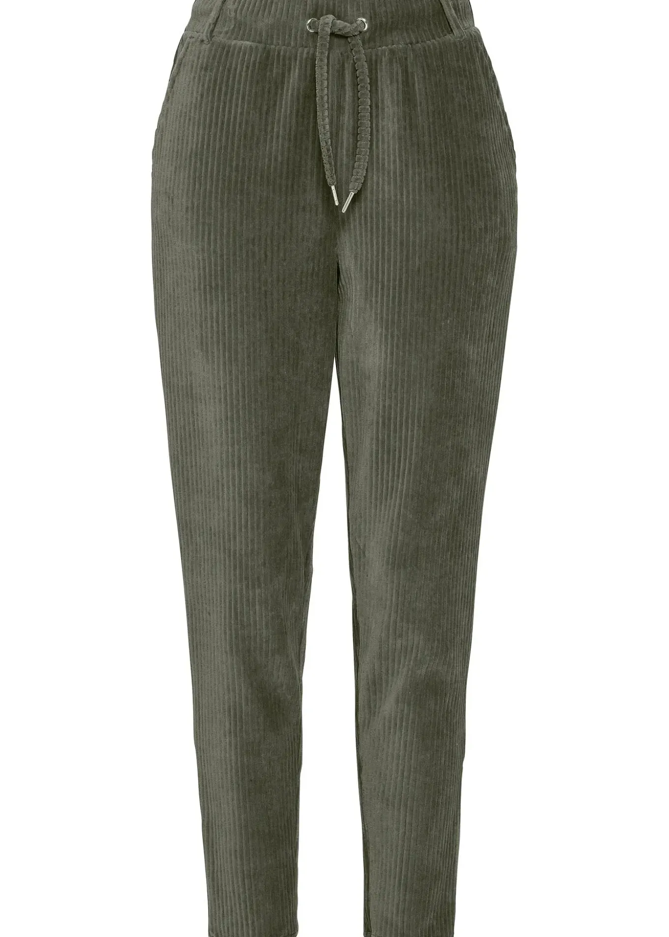 Pantalon en velours côtelé à taille élastiquée