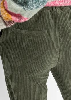 Pantalon en velours côtelé à taille élastiquée