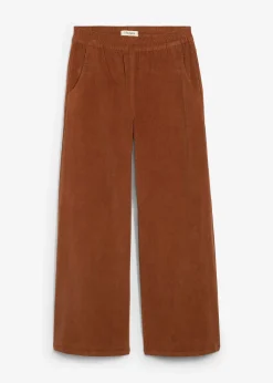 Pantalon en velours côtelé, taille haute élastiquée