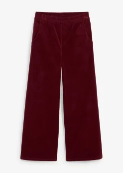 Pantalon en velours côtelé, taille haute élastiquée