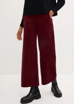 Pantalon en velours côtelé, taille haute élastiquée