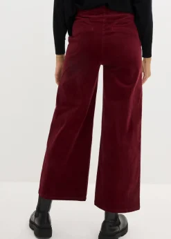 Pantalon en velours côtelé, taille haute élastiquée