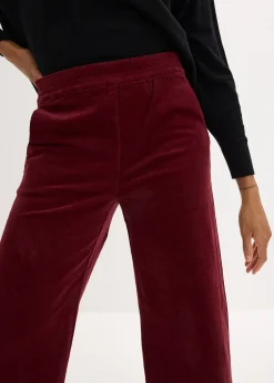 Pantalon en velours côtelé, taille haute élastiquée