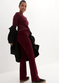 Pantalon en velours côtelé extensible avec taille haute confortable