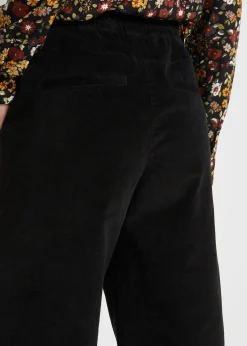 Pantalon en velours côtelé, taille haute élastiquée