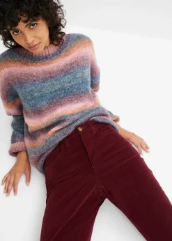 Pantalon en velours côtelé extensible avec taille haute confortable