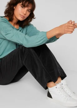 Pantalon en velours côtelé extensible avec taille haute confortable