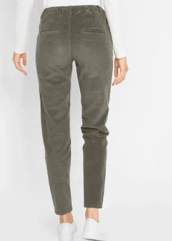 Pantalon en velours côtelé, taille élastiquée