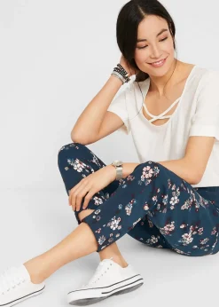 Pantalon en viscose avec taille élastiquée