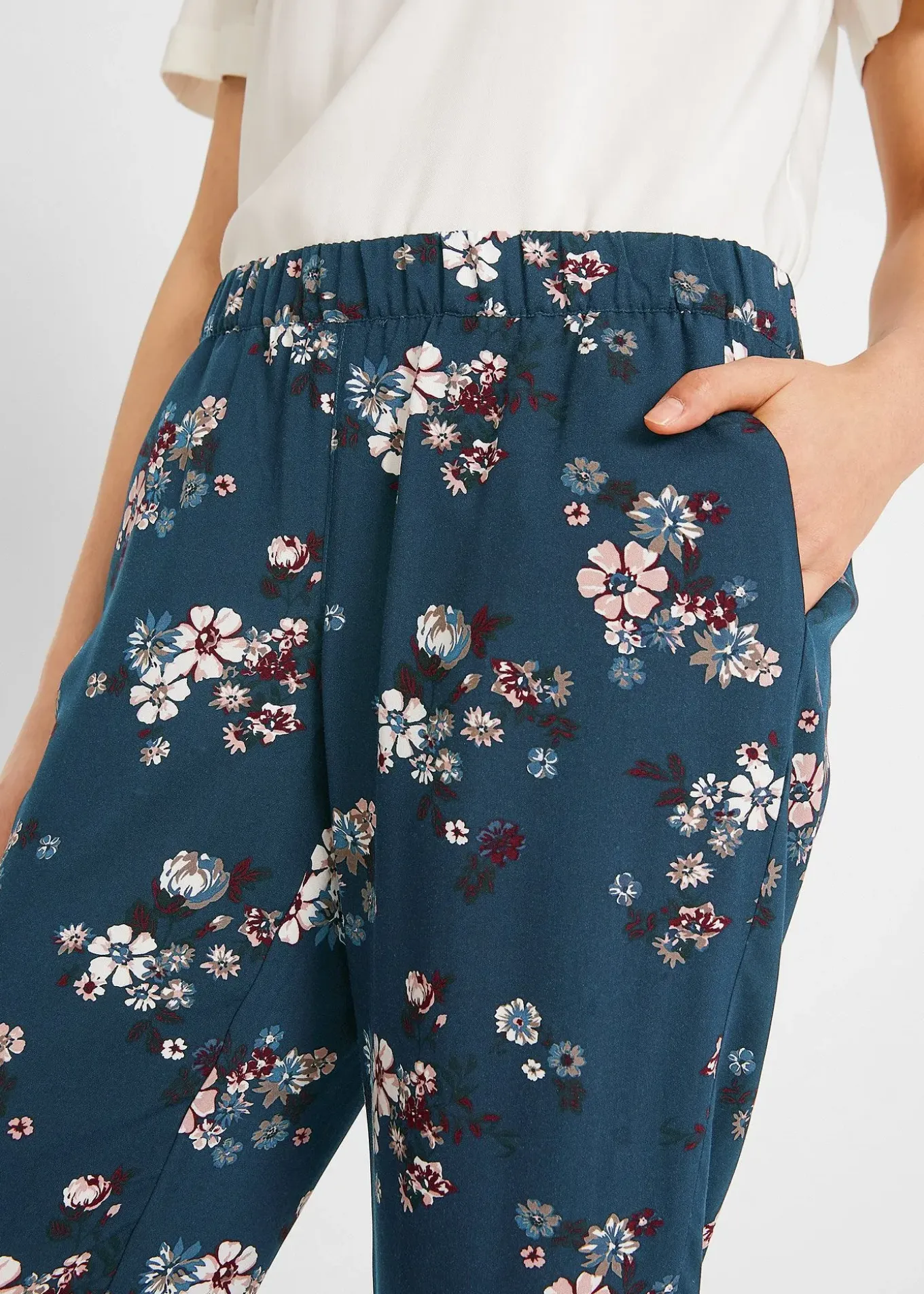 Pantalon en viscose avec taille élastiquée