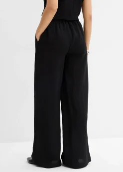 Pantalon en viscose mélangée, effet froissé