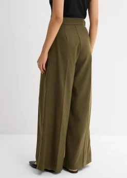 Pantalon en viscose mélangée avec boucles latérales