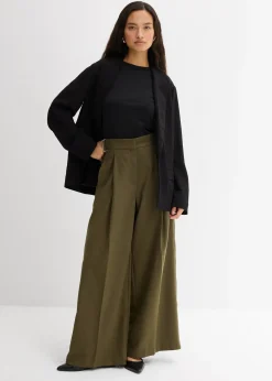 Pantalon en viscose mélangée avec boucles latérales