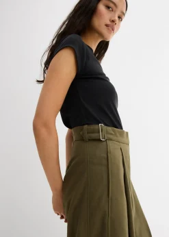 Pantalon en viscose mélangée avec boucles latérales