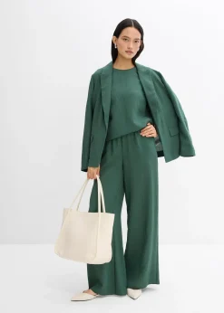 Pantalon en viscose mélangée, effet froissé