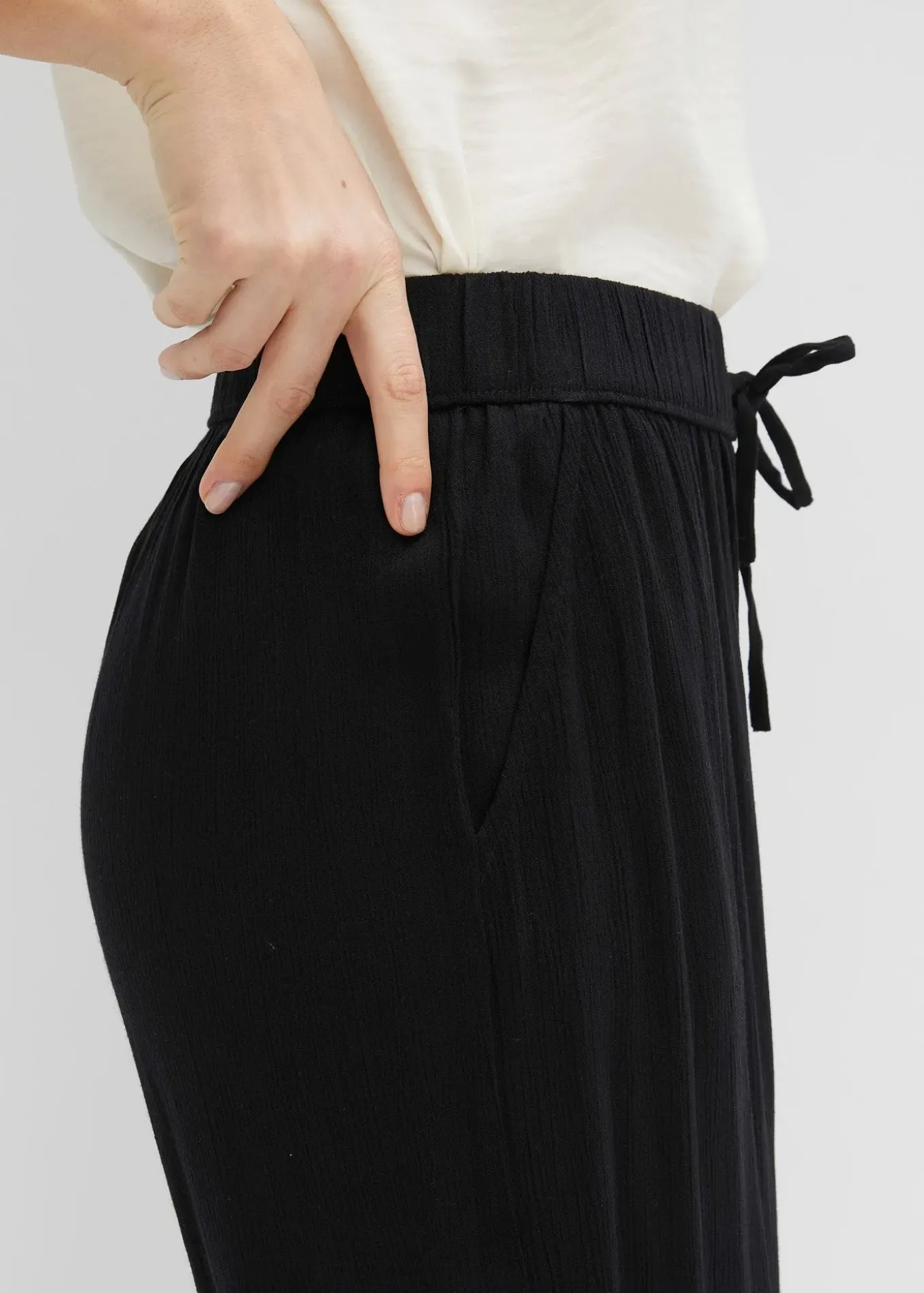 Pantalon en viscose, taille élastiquée