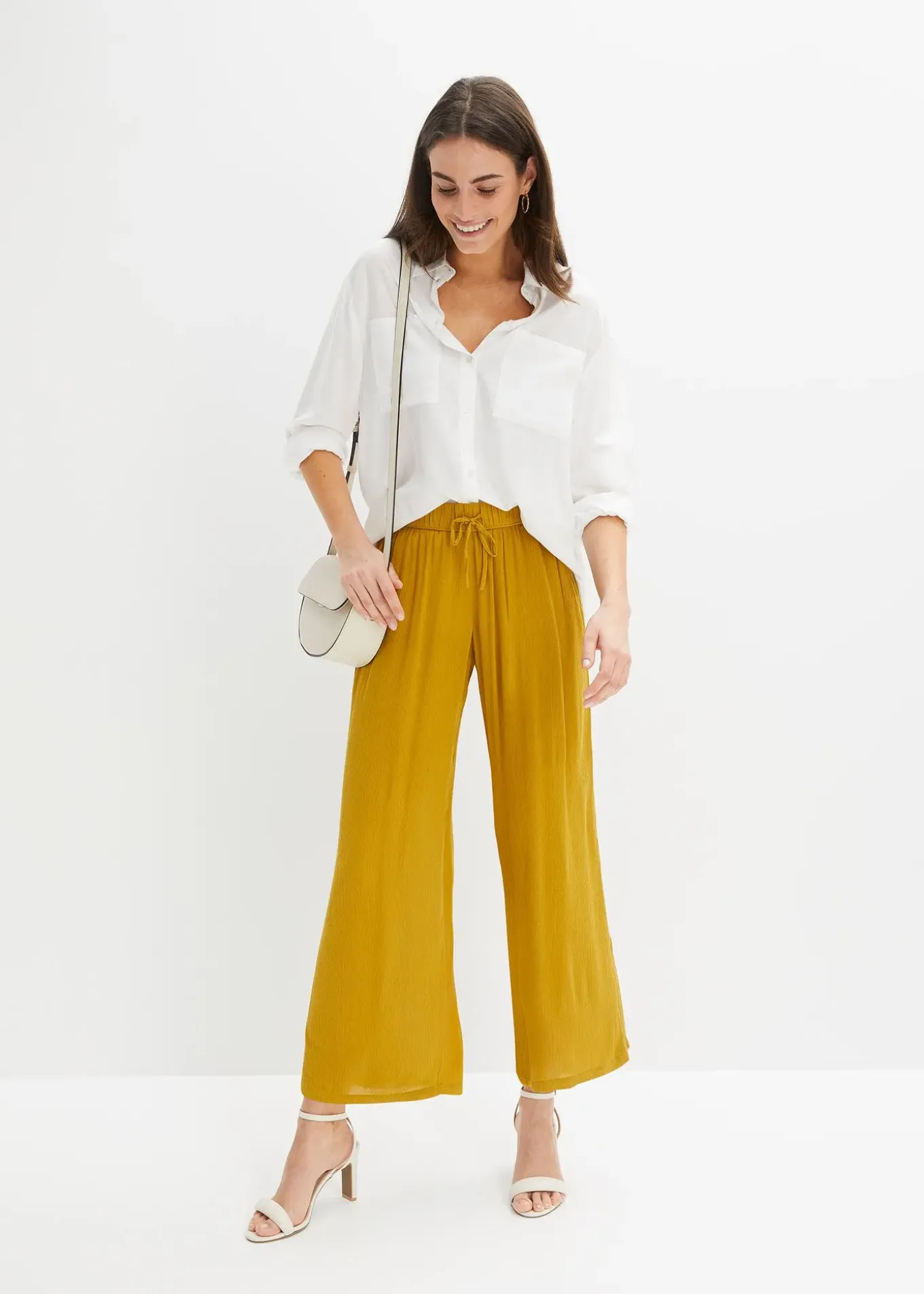 Pantalon en viscose, taille élastiquée