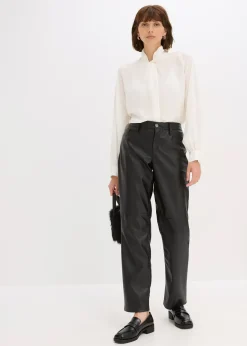 Pantalon enduit à taille élastiquée