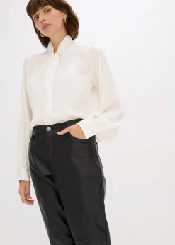 Pantalon enduit à taille élastiquée