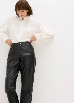 Pantalon enduit à taille élastiquée