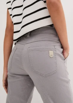 Pantalon extensible avec effet crash, longueur 3/4