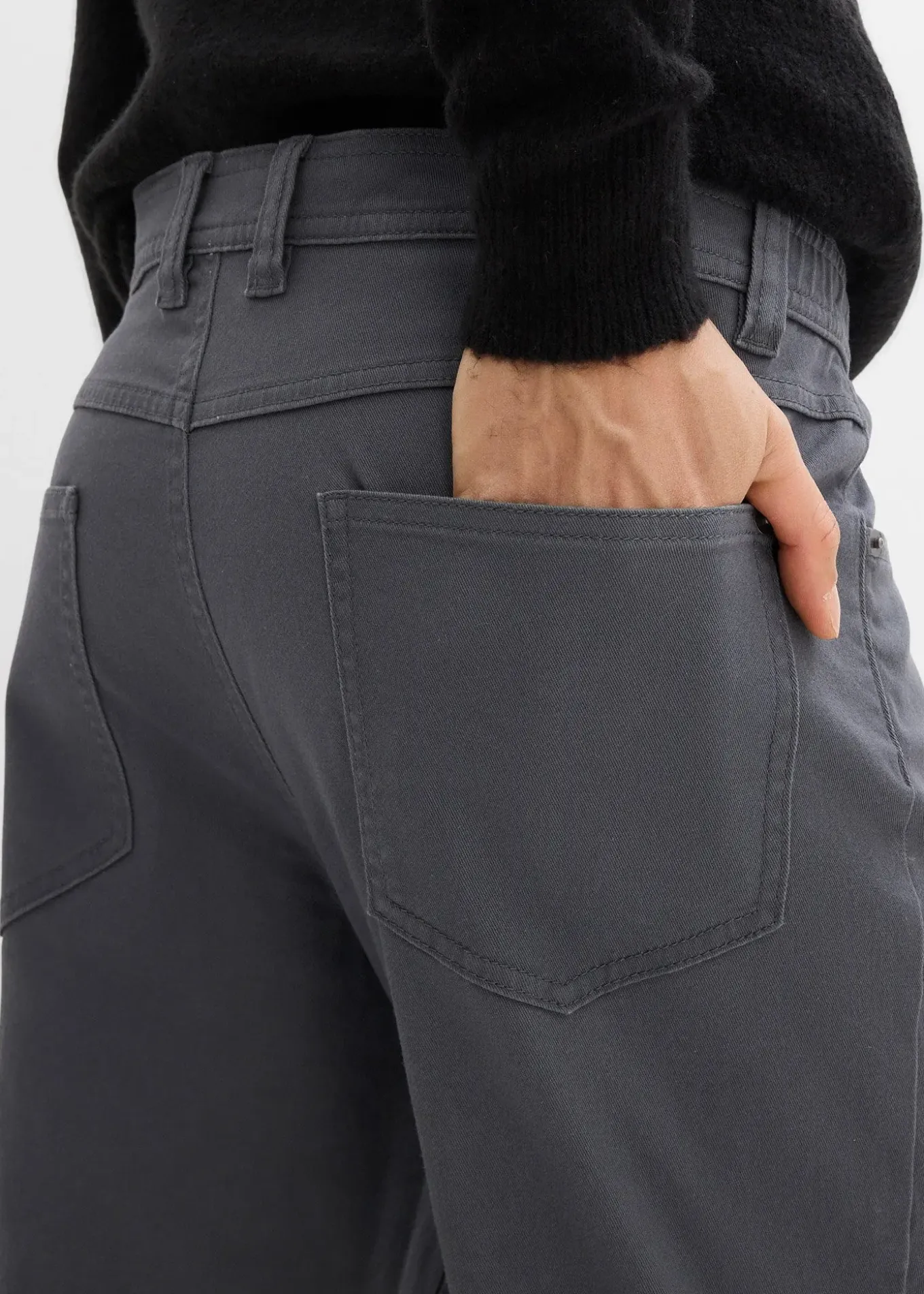 Pantalon extensible classique à taille élastiquée, droit