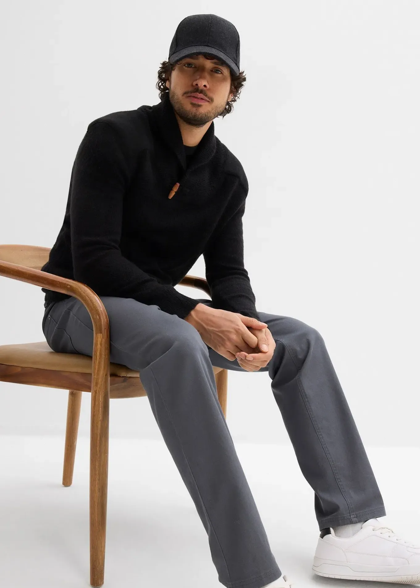 Pantalon extensible classique à taille élastiquée, droit