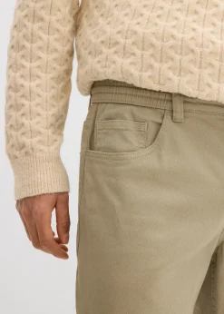 Pantalon extensible loose à taille élastiquée, droit