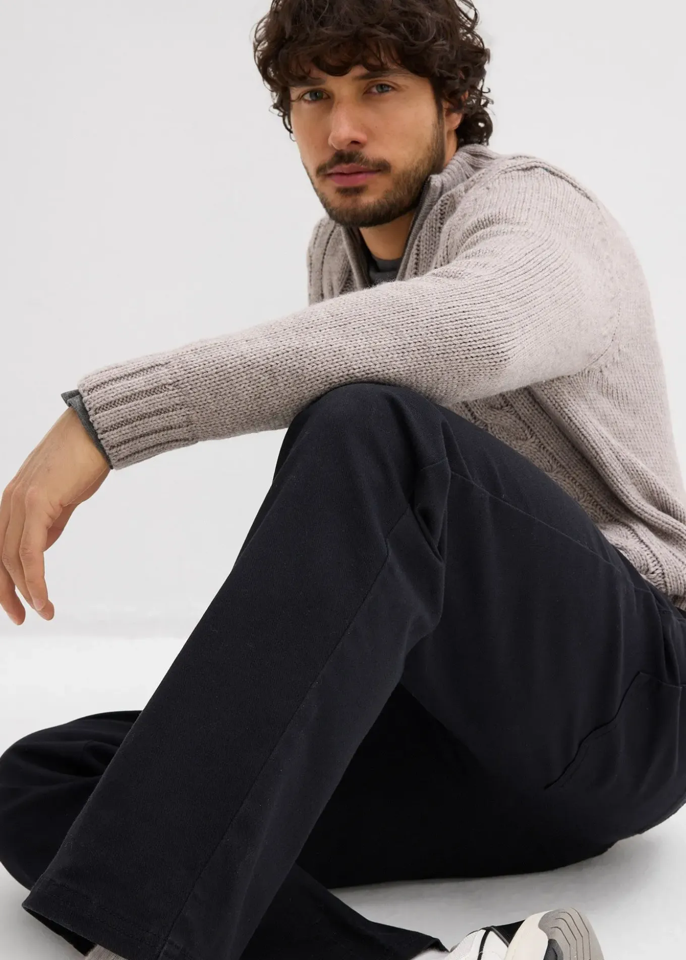 Pantalon extensible loose à taille élastiquée, droit