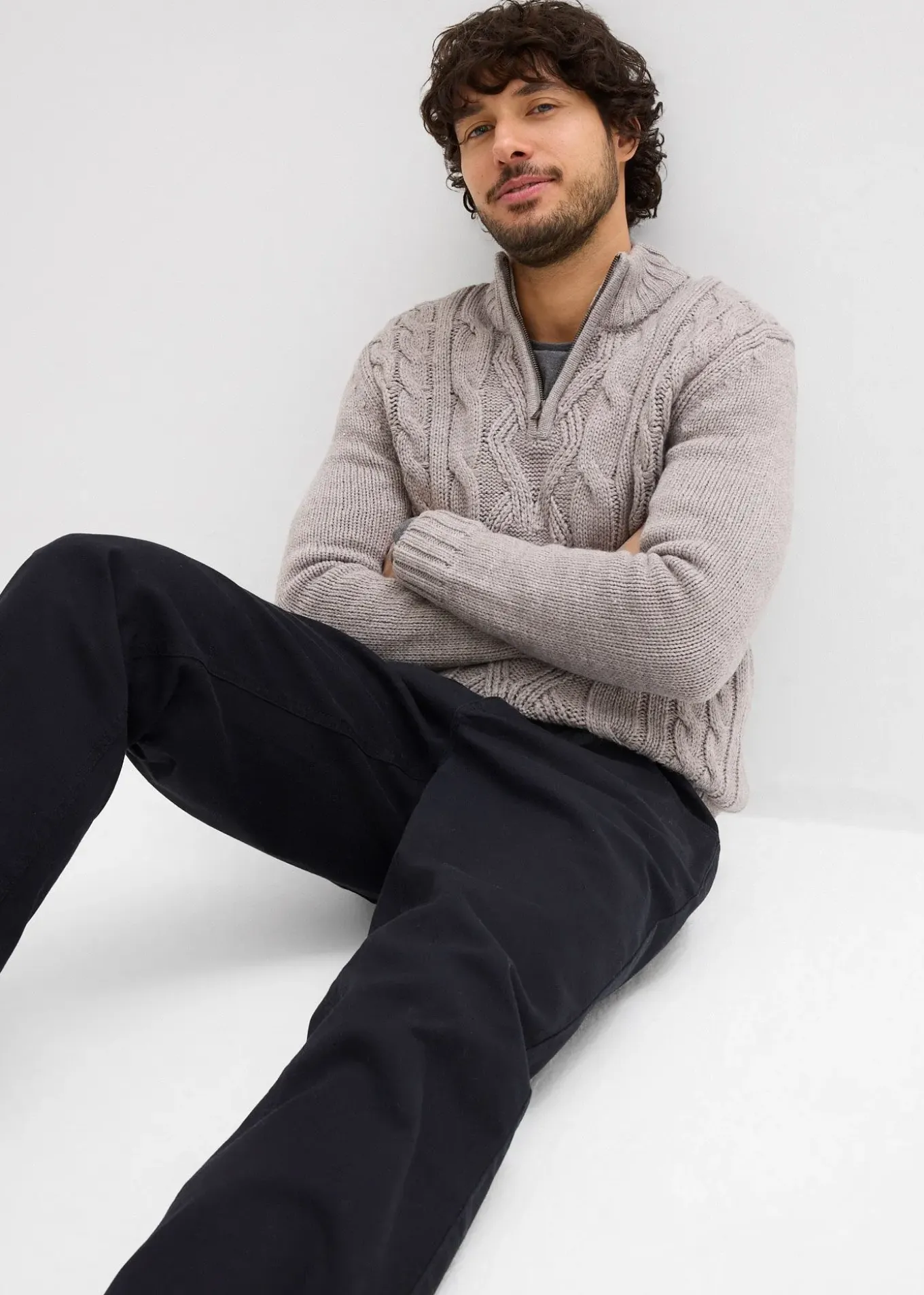 Pantalon extensible loose à taille élastiquée, droit