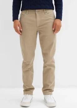 Pantalon extensible regular à doublure chaude en flanelle, droit