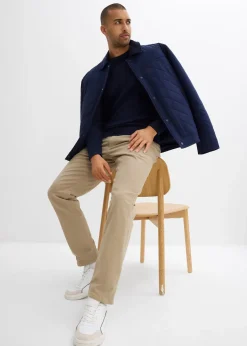 Pantalon extensible regular à doublure chaude en flanelle, droit