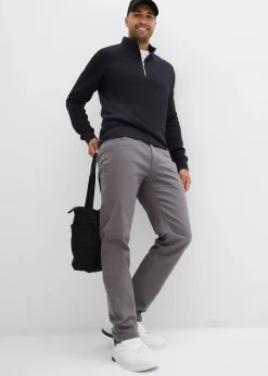 Pantalon extensible regular à doublure chaude en flanelle, droit