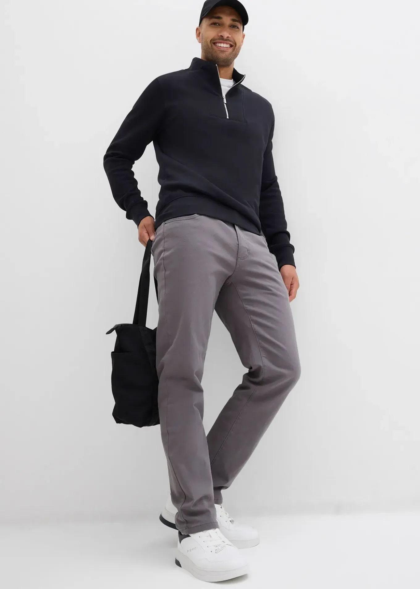 Pantalon extensible regular à doublure chaude en flanelle, droit