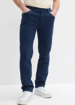 Pantalon extensible regular à doublure chaude en flanelle, droit