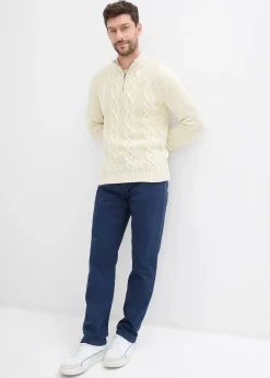 Pantalon extensible regular à doublure chaude en flanelle, droit