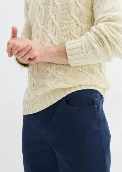 Pantalon extensible regular à doublure chaude en flanelle, droit